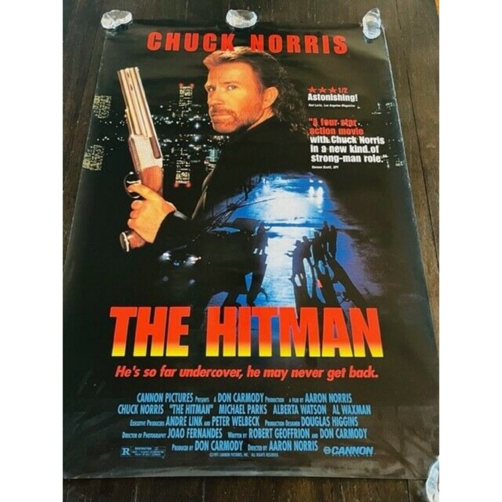 Movie Theater Cinema Poster Lobby Card vtg 1991 The Hitman Chuck Norris shotgun